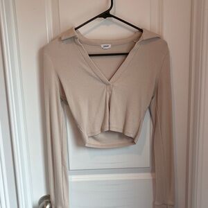 Garage Cream Long Sleeve Crop Top